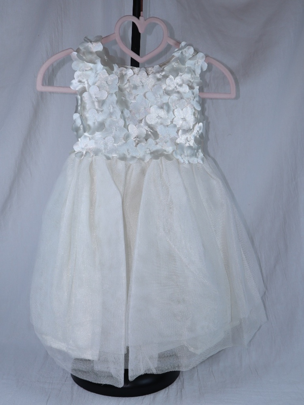 The Children's Place Flower Girl Dress Off White Tulle Satin Flowers 2T NWT